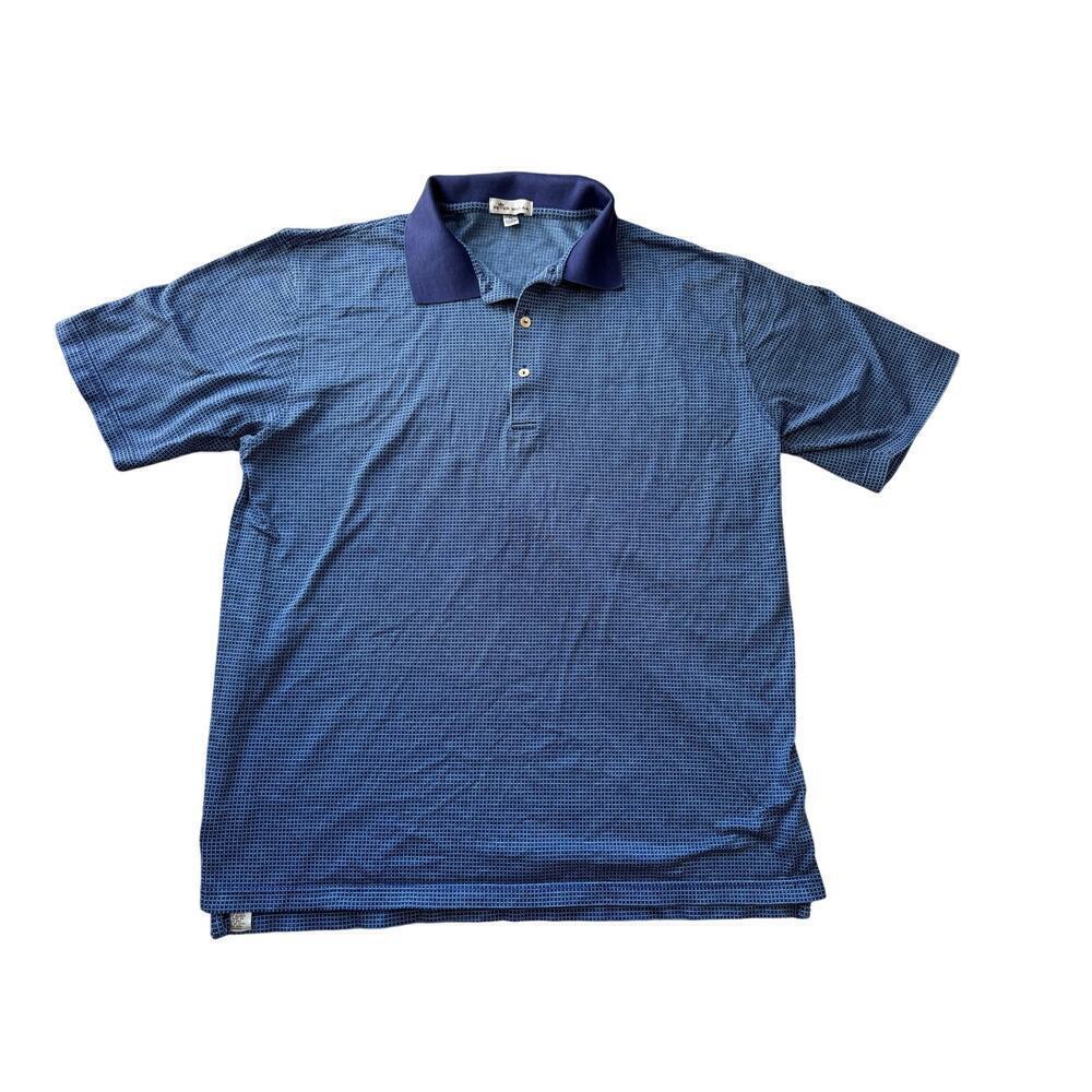 Peter Millar 100% cotton, short sleeve collared shirt, size XL, Blue pattern
